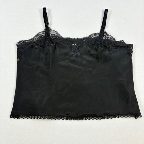 Women's Black Lace Shell L/XL Tank Top Whimsigoth Fairy Grunge Y2K Flower