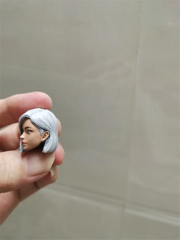 Modelo esculpido cabeza de caballero pelo gris 1:12 para figura de soldado femenino de 6" juguetes corporales Foto 2 de 4
