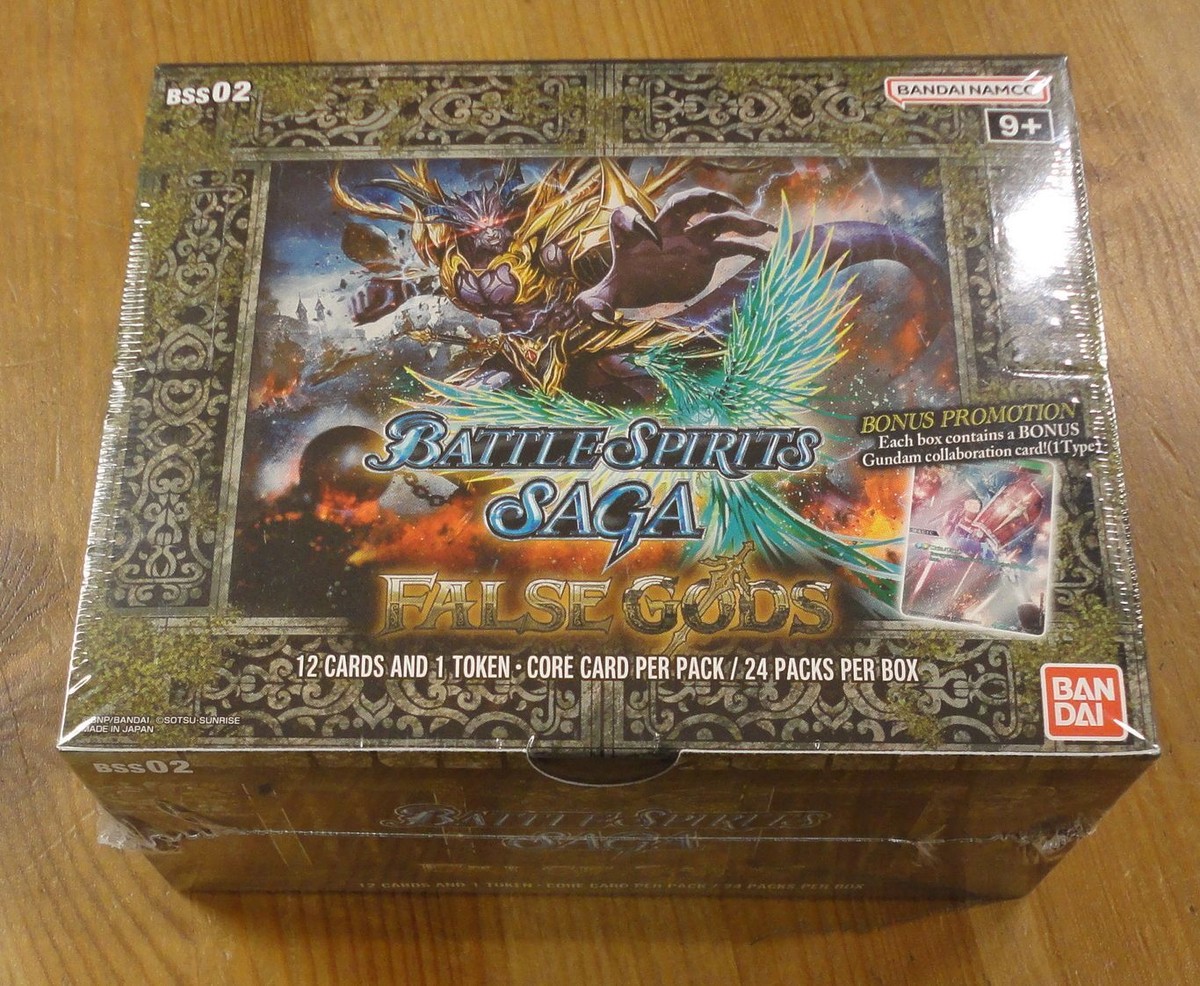 battle spirits saga false gods booster box BSS02 This box contains 24 booster packs from the Battle Spirits Saga Bandai Battle Spirits Saga Display
