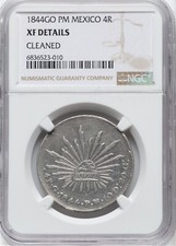 MEXICO GUANAJUATO MINT 1844-GoPM  4 REALES COIN, NGC CERTIFIED "XF DETAILS"