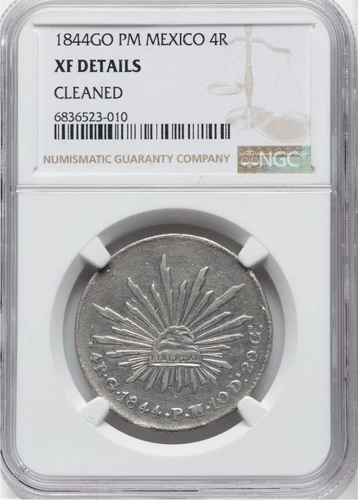 MEXICO GUANAJUATO MINT 1844-GoPM  4 REALES COIN, NGC CERTIFIED "XF DETAILS"