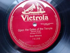 Evan Williams 78rpm Single 12-inch Victrola Records #74198 Open the Gates of the
