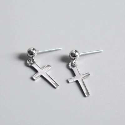 Ohrstecker Ohrhänger Kreuz Sterling Silber 925 Damen Ohrringe - Bild 1 von 4