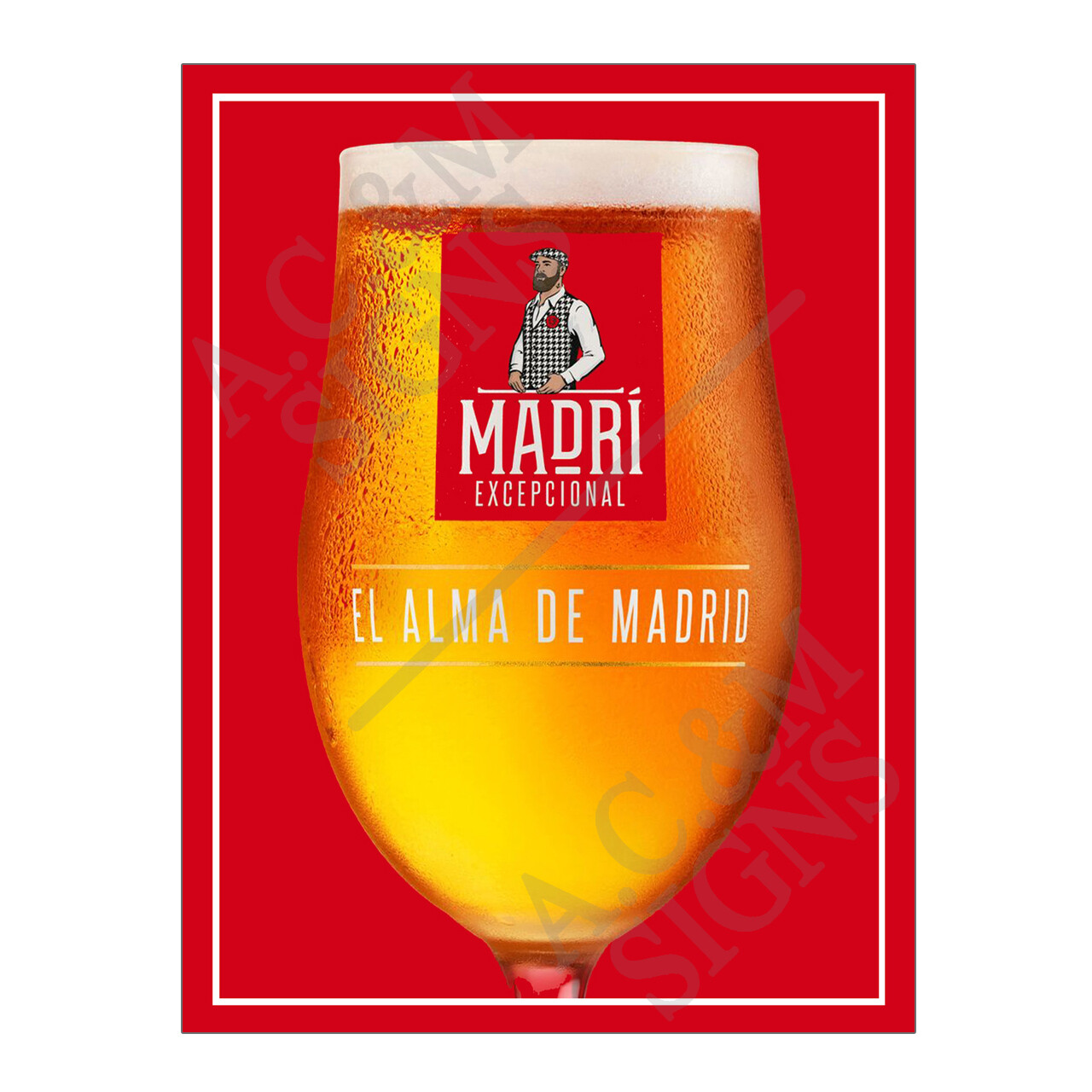 Metal Tin Sign Plaque Madri Glass Home Bar Man Cave Garage Shed Pub ...