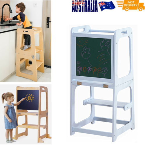 Foldable Kids Kitchen Step Stool Toddler Step Ladder Learning Tower Anti Falling - Picture 2 of 17