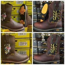 MEN'S WORK BOOTS GENUINE OIL TUMBLED LEATHER BROWN COLOR SLIP RESISTANT BOTAS