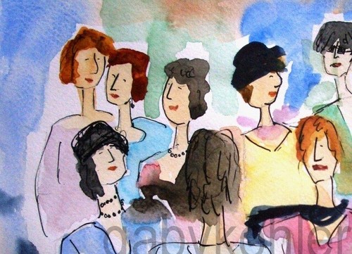 Bunte Frauenrunde – DIN A4 Aquarell-Druck | Farbenfrohe Kunst für gute Laune - Bild 2 von 6