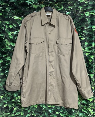 Vintage Royal Rangers Button Up Shirt Khaki Long Sleeve Mens M/L