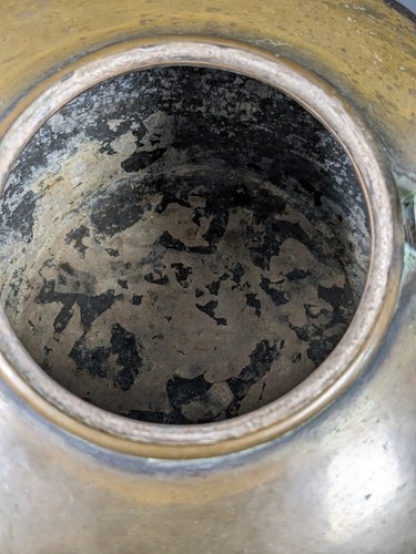 Copper Fireplace Kettle Antique Primitive Swan's Neck Spout Early 19C Large - Picture 7 of 10