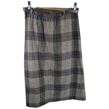 Katie Brooke Gray Plaid Flannel Skirt Womens Size 14 VTG USA Western Stretchy