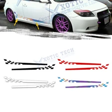 For Dodge Challenger Black Racing Flag Checker Side Skirt Stripe Vinyl Stickers