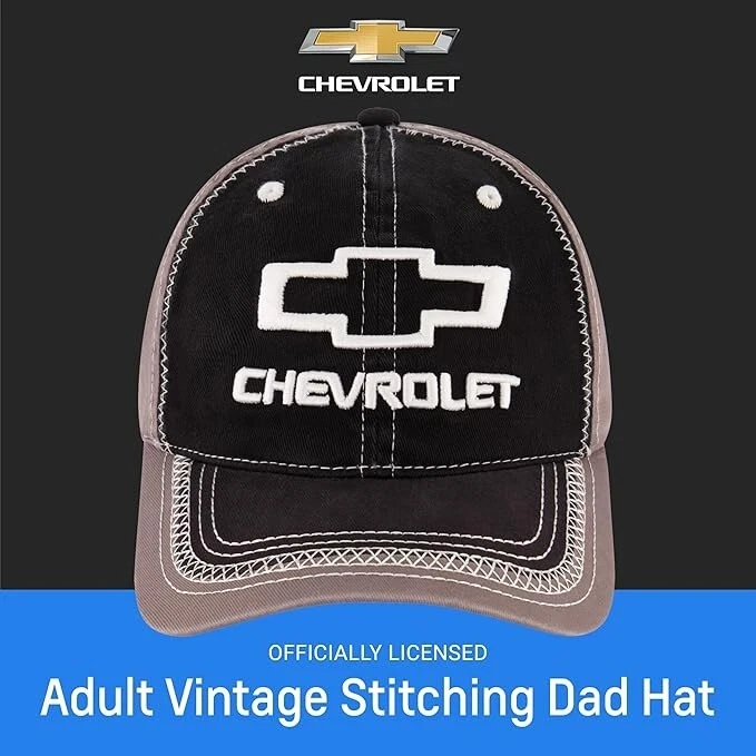 Gorra negra con correa ajustable Chevrolet con licencia Foto 3 de 4