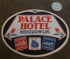 Vintage Luggage Label PALACE HOTEL Noordwijk Netherlands Holland