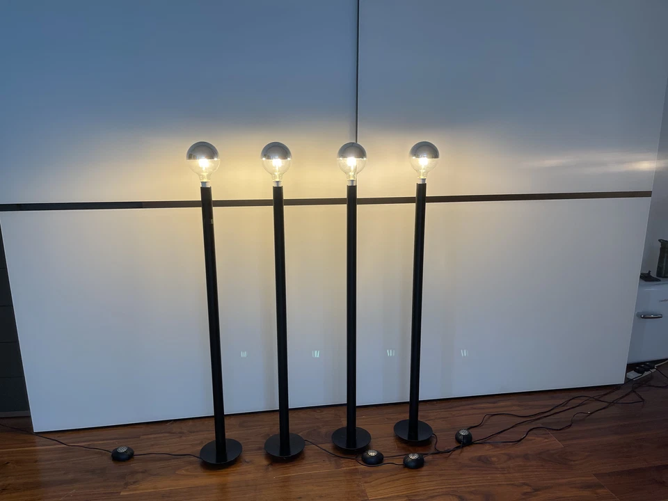 Ligne Roset Floor Lights x 4. hardly used, dimmable with mirror globe bulbs - Image 2 of 4