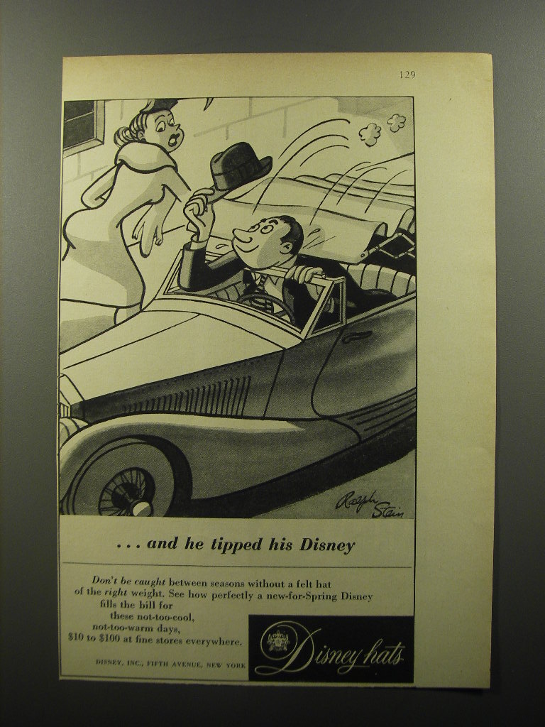 1956 Disney Hats Advertisement he tipped his Disney