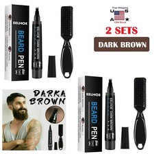 2� Waterproof Beard Pencil Filler Long Last Hair Grower Moustache Eyebrow +Brush