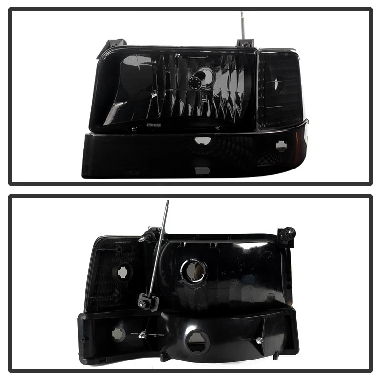 Faróis Bronco fumê preto 1992-1996 F150 F250 +para-choque + lâmpadas de canto 92-96 - Imagem 2 de 4