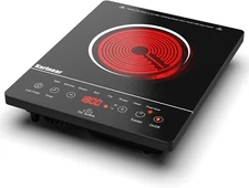 Portable Electric Cooktop, Electric Stove Single Burner Ceramic Cooktop with Tou