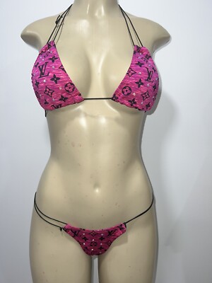 EXOTIC DANCER STRIPPER 2 PC THONG BIKINI With Rhinestones