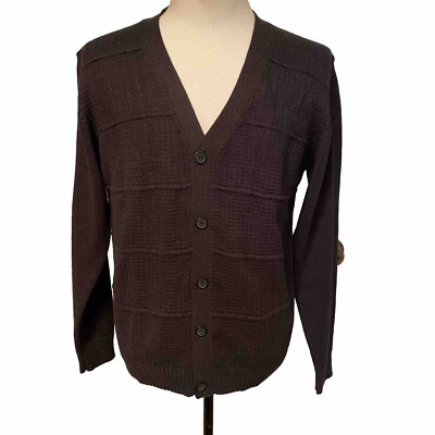 OSCAR DE LA RENTA Mens Sweater Cardigan Gray V-neck Buttons Long Sleeve  Size L