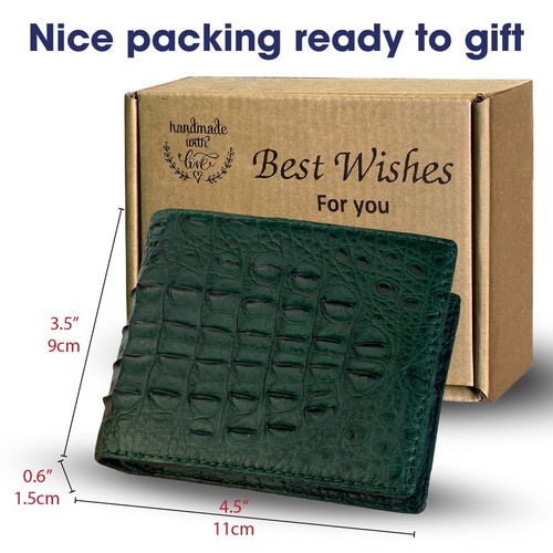 Real Crocodile/Ostrich Bifold Leather Wallet Men's Credit Card Wallet RFID Block - Picture 58 of 141