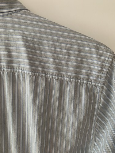 Camisa Gucci Para Hombre Calce Ajustado Manga Larga Rayas Gris Azul Claro Talla 16.5" EU 42 - Imagen 3 de 19