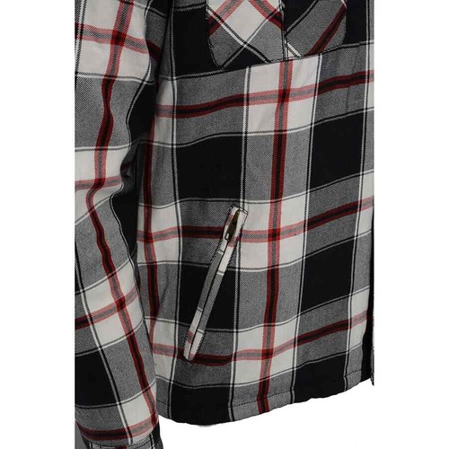 CAMICIA BIKER UOMO IN PELLE MILWAUKEE A QUADRI IN FLANELLA CON ARMATURA OMOLOGATA CE - Foto 80 di 126