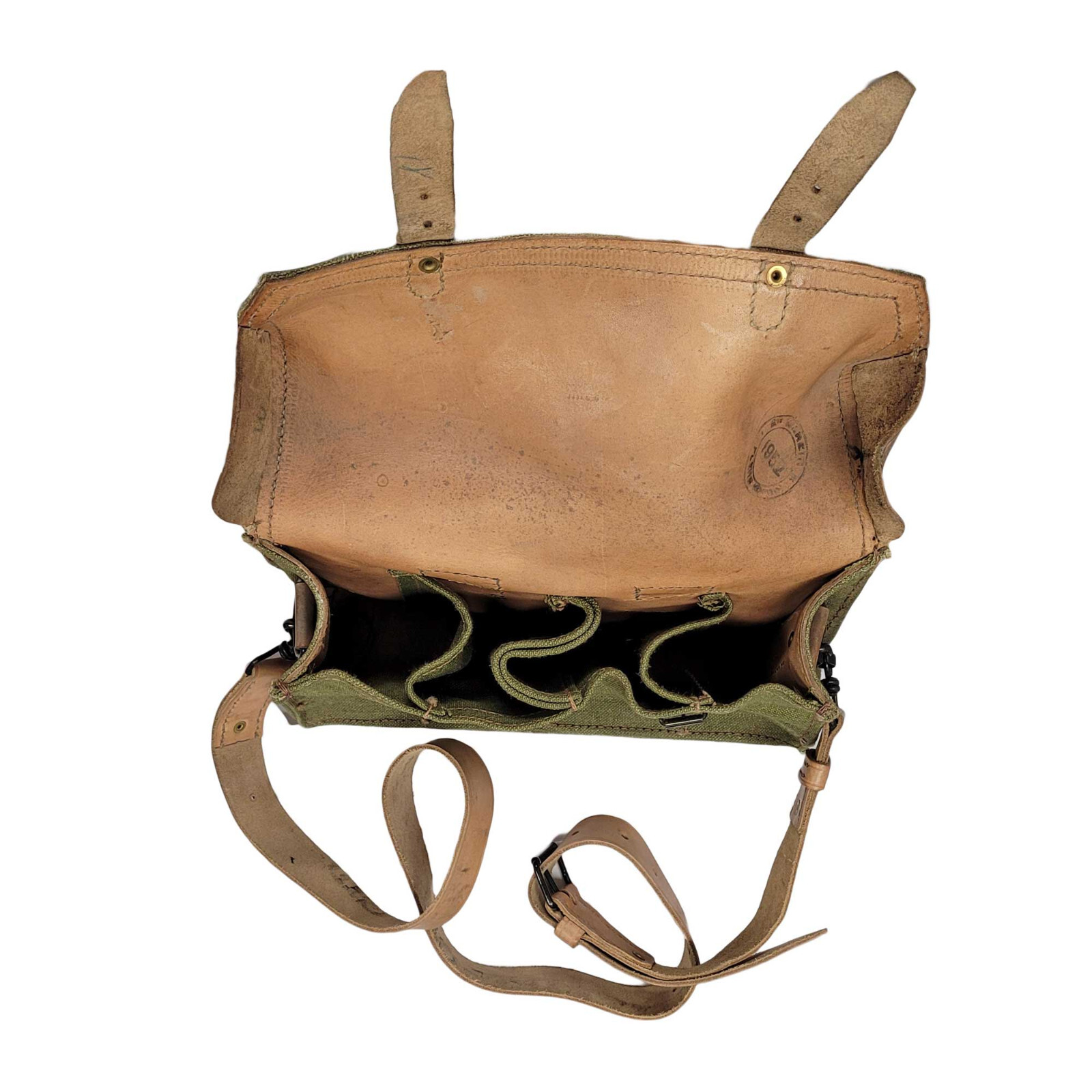 French Army Bag Original Military Vintage Leather Tote Convas Shoulder