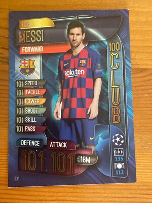 MATCH ATTAX 2019/20 19/20 LIONEL MESSI 100 101 HUNDRED CLUB NO 331 | eBay UK