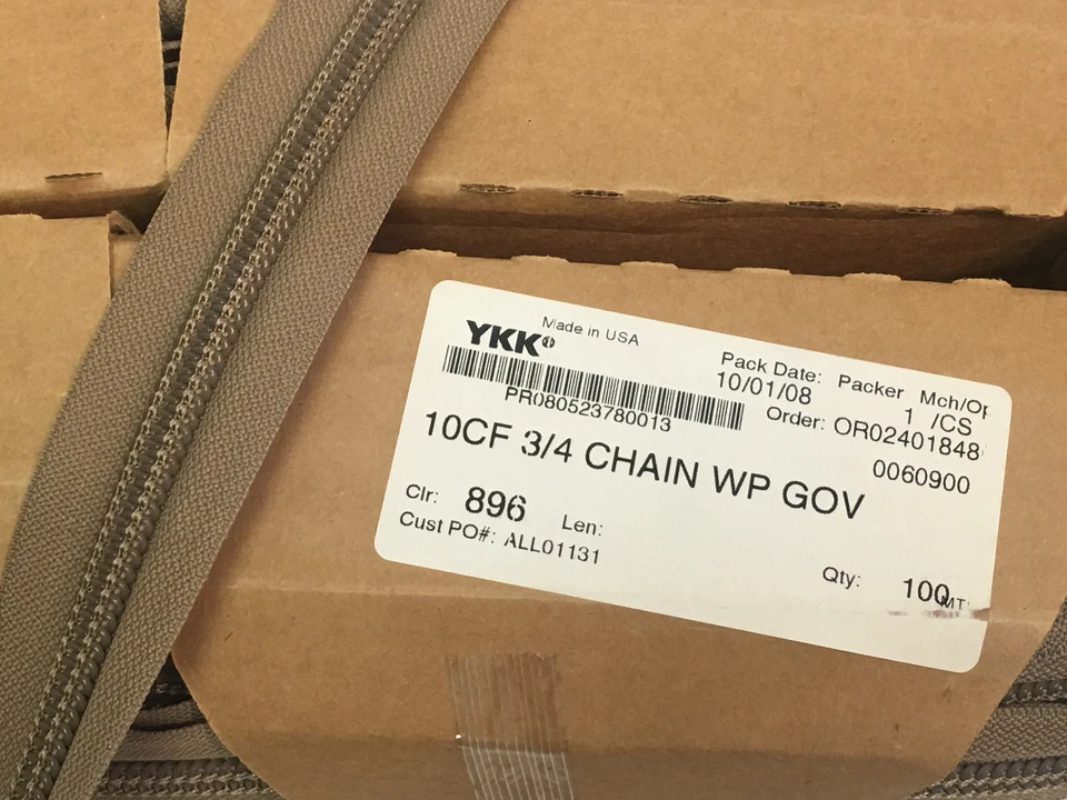 YKK ZIPLON® Cremallera 10CF 3/4" Cadena Bobina Cremallera Cinta CAQUI 896 Militar -Por Yarda Foto 2 de 4