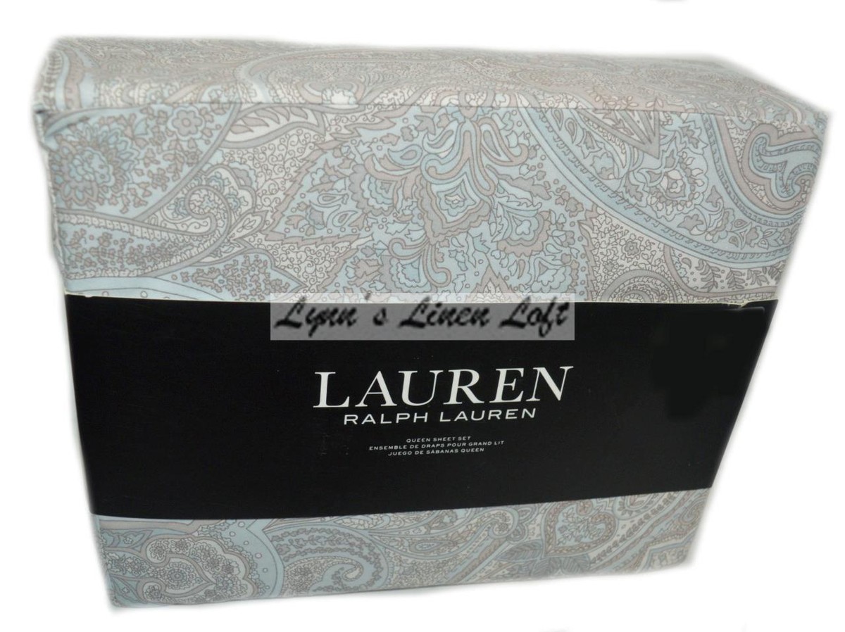 RALPH LAUREN Coral Beach Paisley QUEEN SHEET SET 4P Taupe