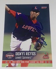 Denyi Reyes SIGNED 2017 Lowell Spinners NYPL All Star Card RC Auto Orioles Mets