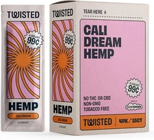 Twisted Hemp 4 Leaf per Pack 15 Count Box 60 Rolling Papers (California Dream)