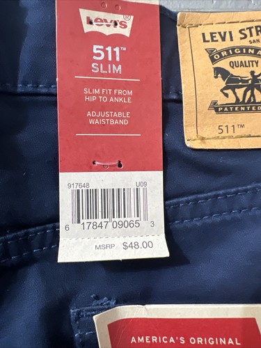 Levi's 511 Slim Fit 16 Reg 28W 30L Levi Dark Blue NWT - Picture 5 of 7
