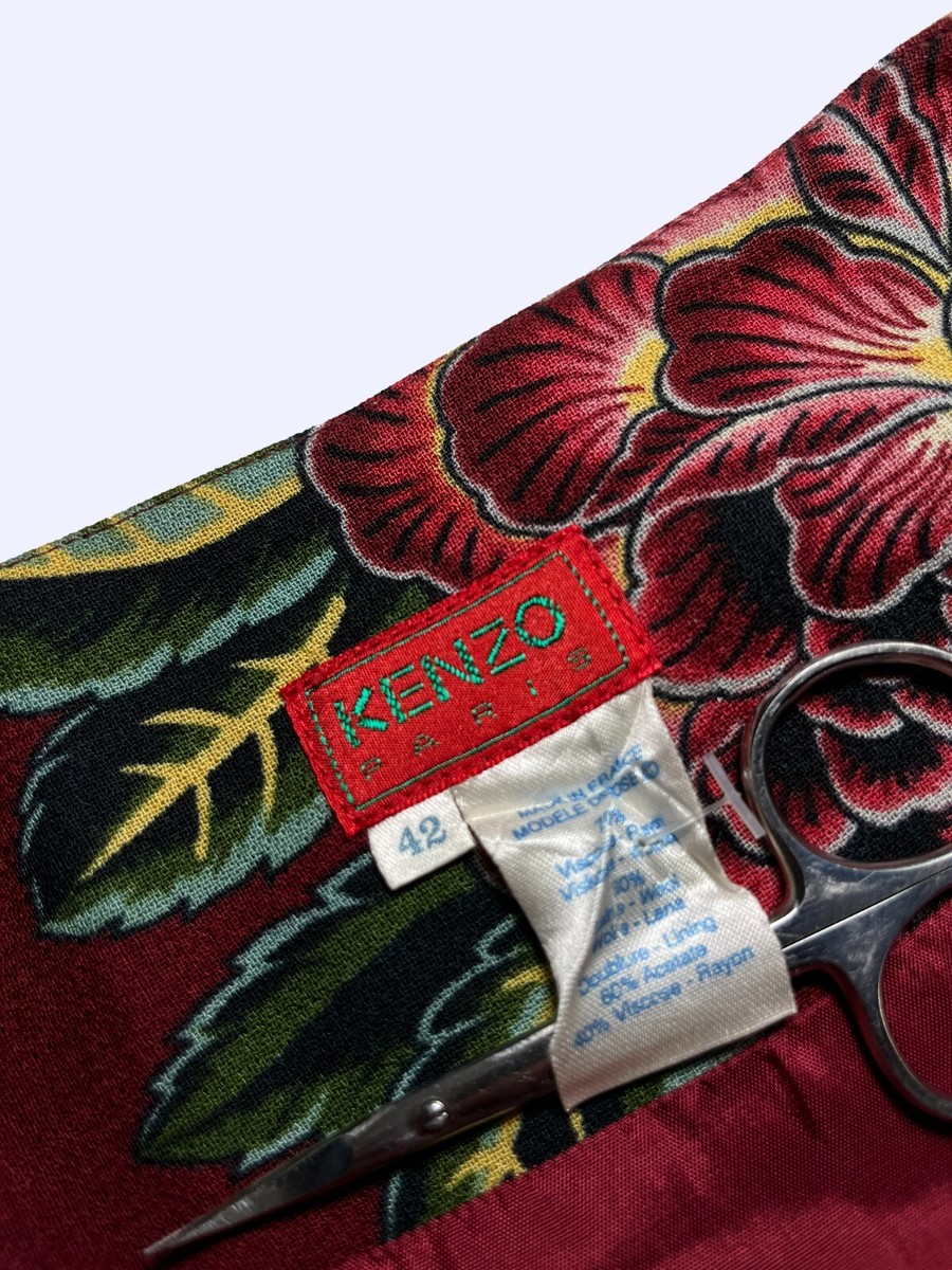 KENZO Paris Vintage Flowers Pattern Skirt sz 42 | eBay