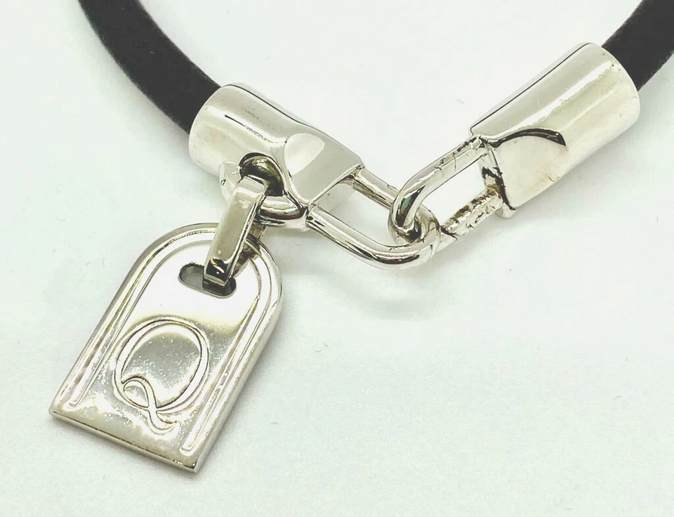 Pulsera QVC 18K Oro Sobre Bronce Italia Blanco Inicial Etiqueta Q 8-1/2" Foto 2 de 4