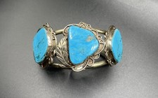 Vintage XL Silber Armreif Türkis Manschette Indianerschmuck Navajo 1940er Jahre