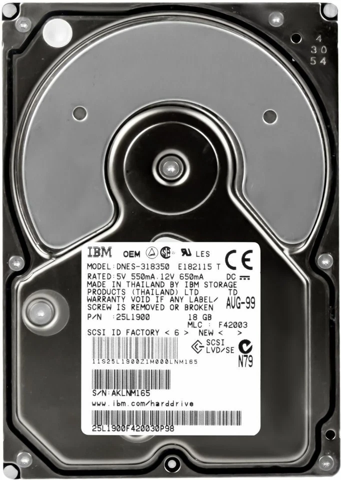 IBM ULTRASTAR 18ES 25L1900 DNES-318350 18GB 7200U/Min 2MB ULTRA2 SCSI 3.5'' - Image 3 of 3