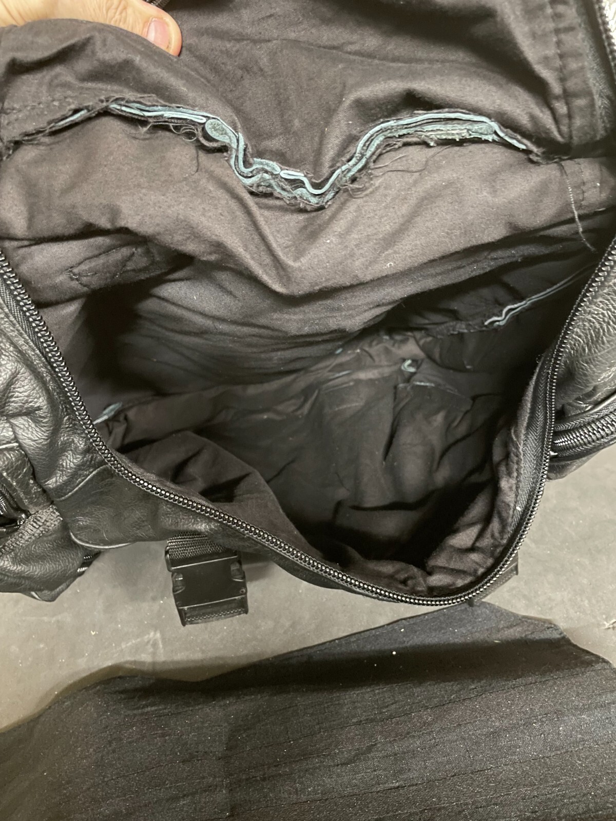 Heavy Duty Black Leather Motorcycle Backpack EUC Gem