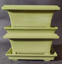 Vintage MCM Max Klein Co Stackable Planters 2 with Removable Water Tray RARE