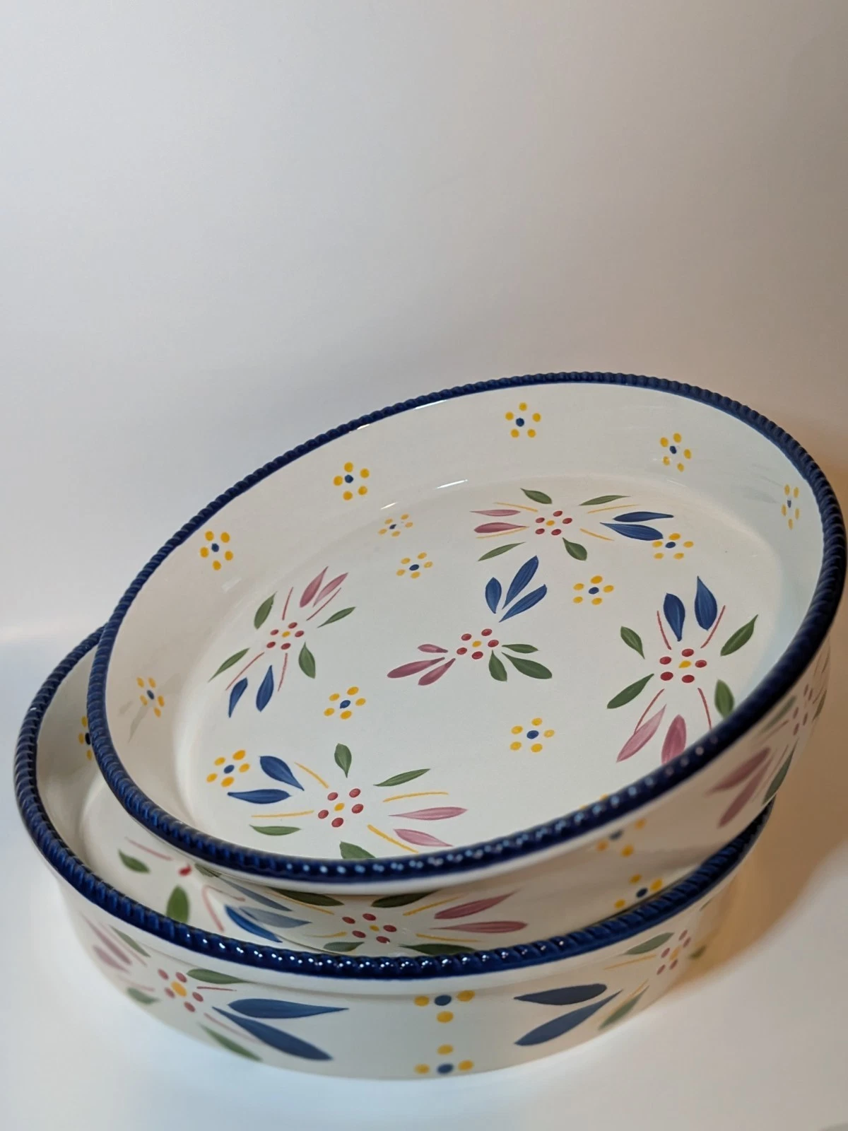 TEMPTATIONS Old World 9 inch Ceramic Baking Dish Set Two-Piece Pie Pan