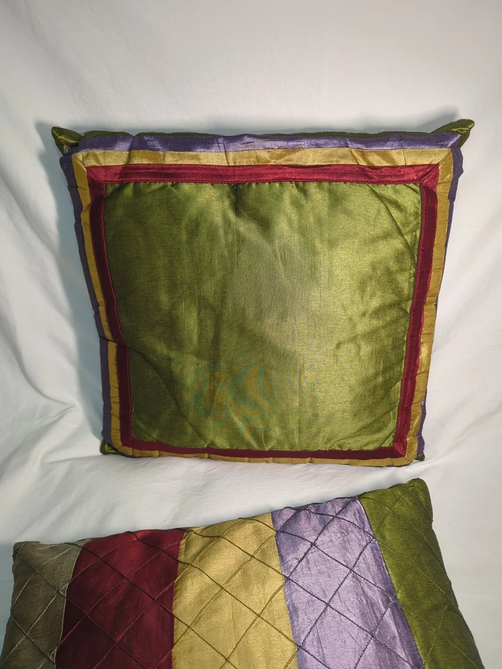 2 Silky Jewel Tone Pillows 16x16 Zippered  - Image 2 of 4