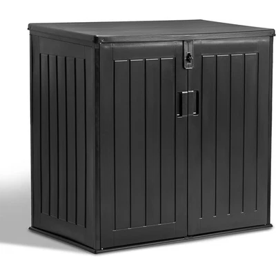 VIVO Outdoor Garten Aufbewahrungsschuppen Rollmülleimer Box mit Deckel Wetterfeste Werkzeuge BBQ