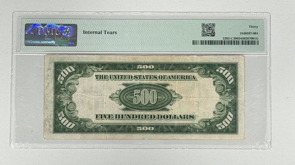 1934-A $500 Federal Reserve Note PMG 30 Philadelphia Banknote Fr. 2202-C - Image 2 of 2