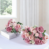 2 BüNdel Pfingstrosen Hortensien Kunstblumen KüNstliche Blumen Rosa Blumenstrauß