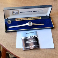 Vintage Helbros LCD Digital Watch Wristwatch & Box Manual Mini-Lite Alarm Ladies