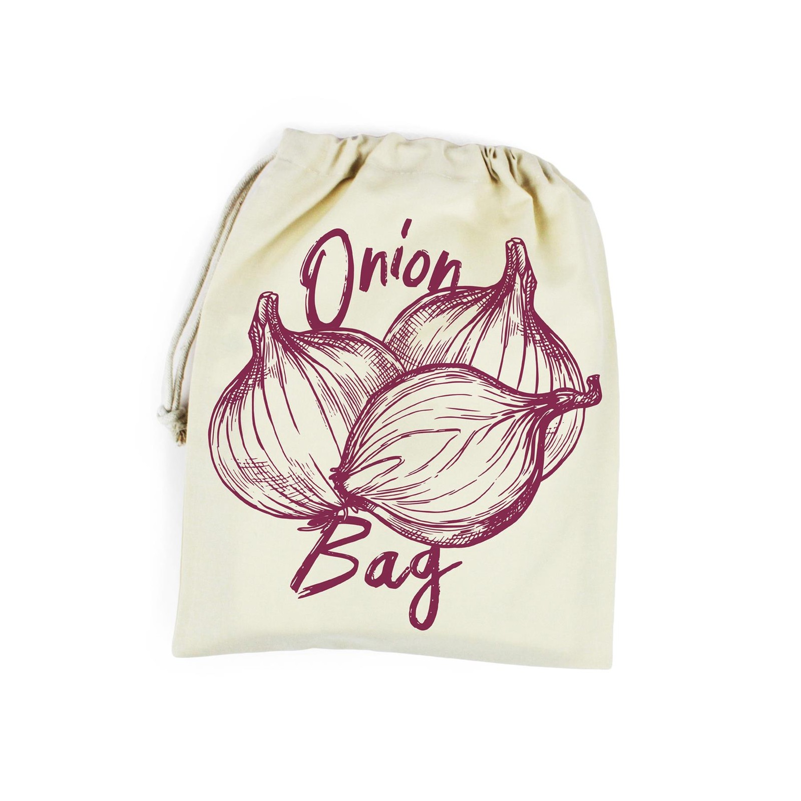 Reusable Onion Storage Bag - Small Fabric Drawstring Produce Bag for Vegetables