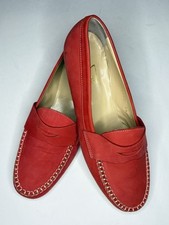 Vintage MONDI Red Suede Loafers Made In Italy Sz 8.5
