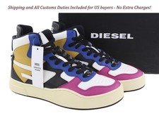 DIESEL S-Ukiyo Mid Mens Sneakers EU44 Cow Leather Colourful Lace Up RRP  195