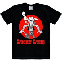 100% Baumwolle Logoshirt® Easy Fit Lucky Luke Daisy Town T-Shirt (Schwarz) - S